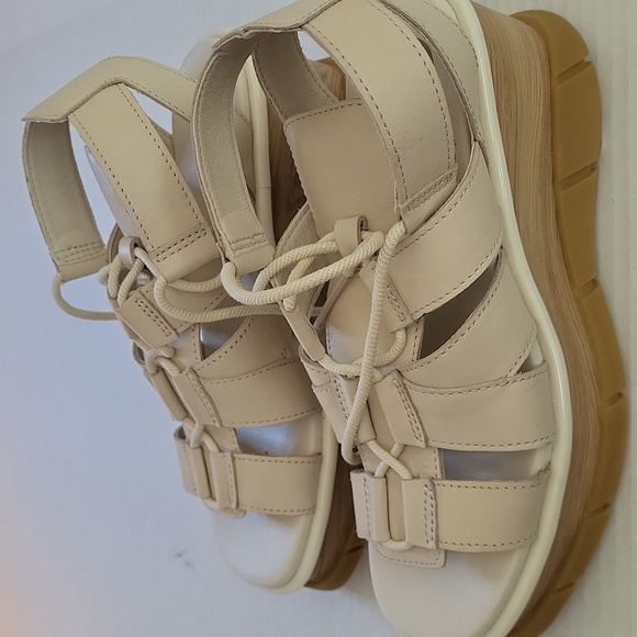 SOREL Joanie III Lace Wedge Sandals – Chalk Leather – Size 6.5 - Picture 5 of 7